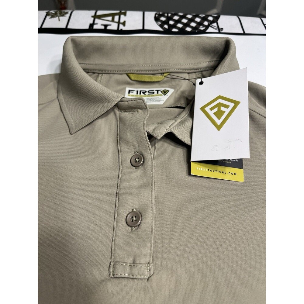First Tactical Performance Long Sleeve Polo Tan Shirt Women’s Sz L - New